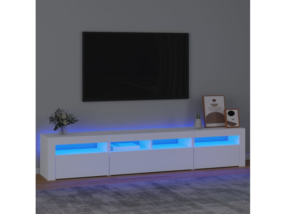 Estantería/Mueble de TV con luces Led 240X35X40 Cm Blanco