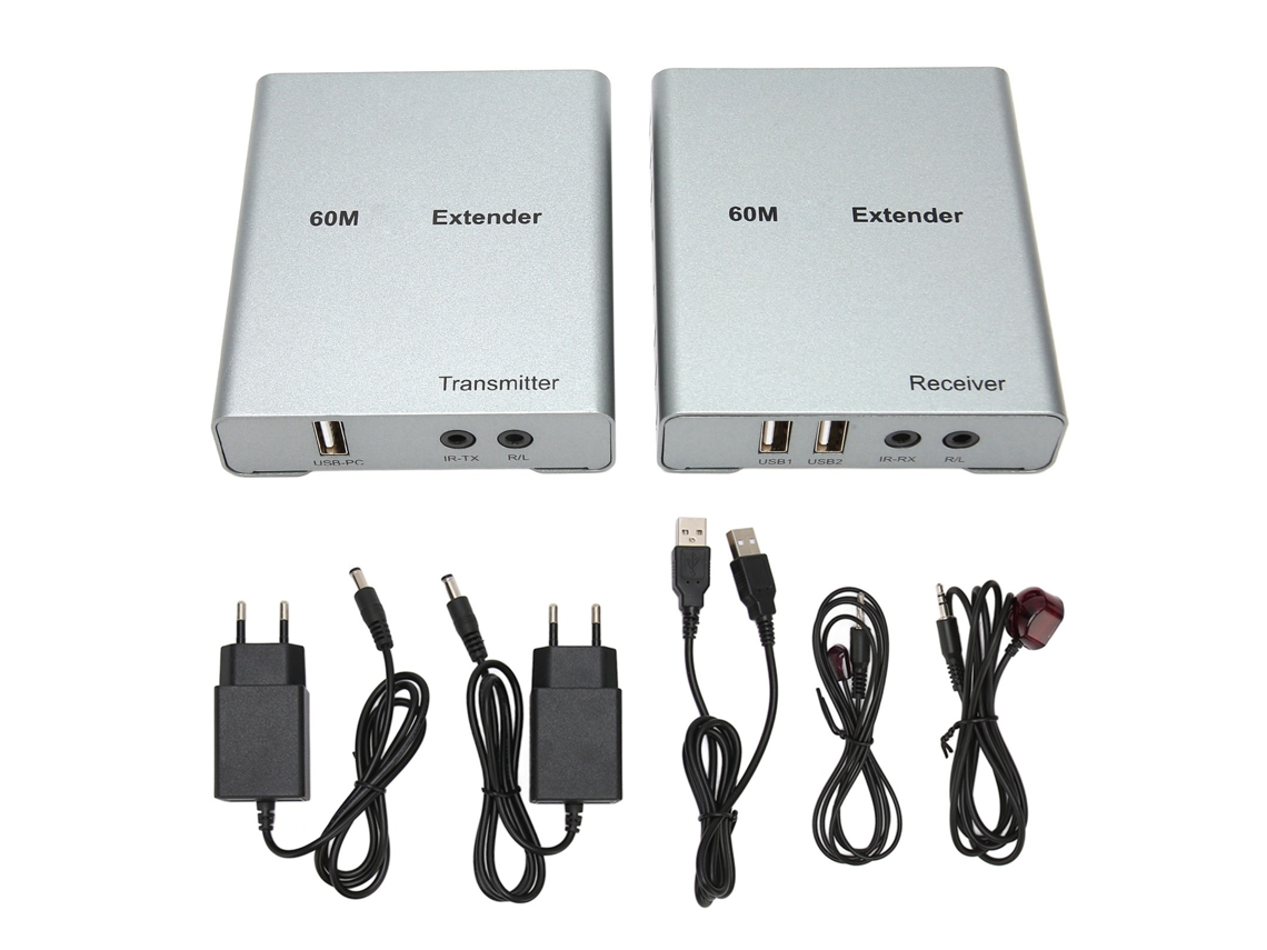 Extensor Kvm Usb Interface Multimídia Hd 1080p Sobre Cat5e/6 60m Controle Mouse Teclado Plug Eu