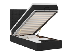 Maison Exclusive - Cama Otomana Con Colchón Y Luces Led Tela Negra 80x200cm