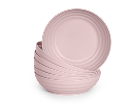 Juego de 6 Platos Clásicos Reutilizables de 19 Cm de Profundidad PLASTIC FORTE (Rosa)