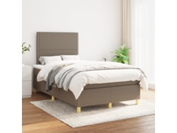 Cama Box Spring Con Colchón Tela Gris Taupe 120x200 Cm