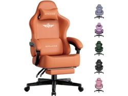 Gtplayer Silla De Juegos Con Apoyo Para Pies Para Adultos, Cuero, Naranja