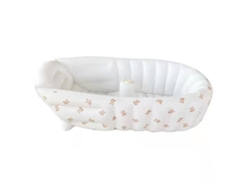 MEOIRUERY Bañera inflable para bebé con bomba de aire incorporada, lavabo de ducha de viaje portátil para bebés y niños pequeños, diseño de cuerno de sillín con