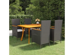 vidaXL Juego de comedor para jardín 5 piezas negro