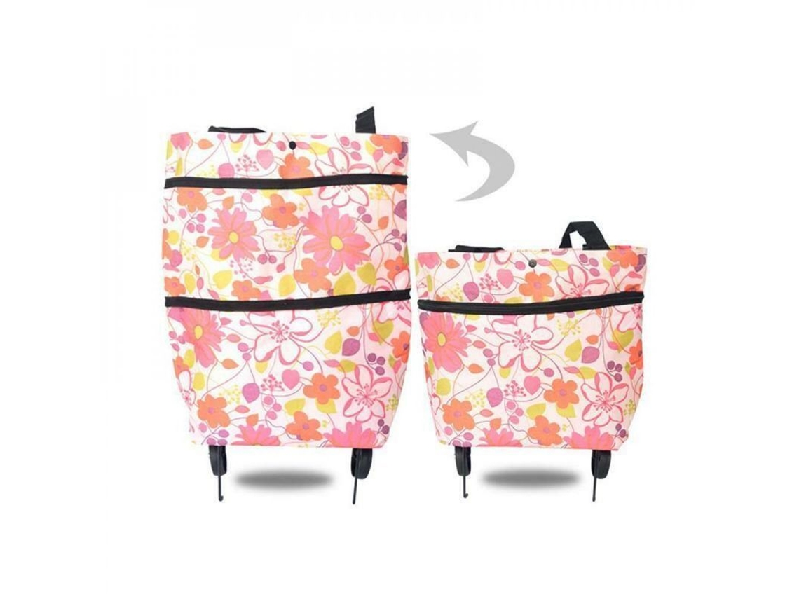 Carrito de la compra plegable 2 en 1 con ruedas, reutilizable, para supermercados y viajes, Red Flower, 2026.