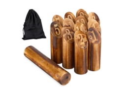 Relaxdays Kubb Jogo Viking, Jogo De Lançamento Nórdico, Madeira, Jogo Ao Ar Livre, Adultos E Crianças, Bolsa, Natural