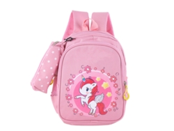 Mochila Para Niños Con Estampado De Dibujos Animados, Protector De Columna, Gran Capacidad, Para Jardín De Infantes, Rosa Claro