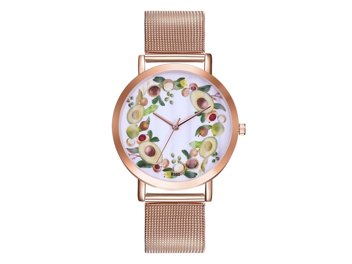 Reloj De Pulsera Unisex De Cuarzo, Esfera Redonda, Brazalete De Aleación, Oro Rosa, Estilo Casual.