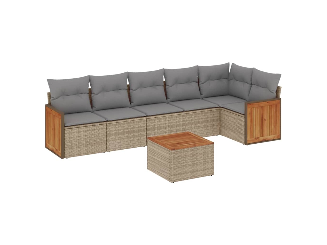 Maison Exclusive - Set Sofás De Jardín 7 Piezas Y Cojines Ratán Sintético Beige