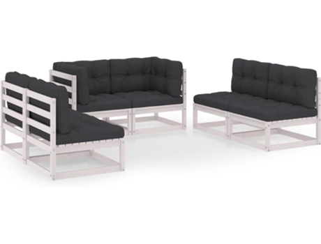 Conjunto 6 de muebles de jardín VIDAXL y cojines pino maciza