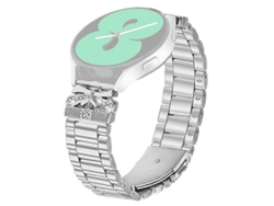 Compatible con la correa de repuesto para reloj infantil Syncup con decoración de mariposa y diamantes de imitación, de acero inoxidable plateado GOKOCO