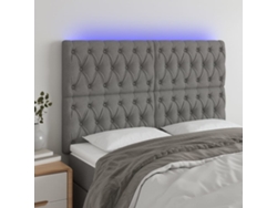 Cabecero Con Luces Led Tela Gris Oscuro 144x7x118/128 Cm