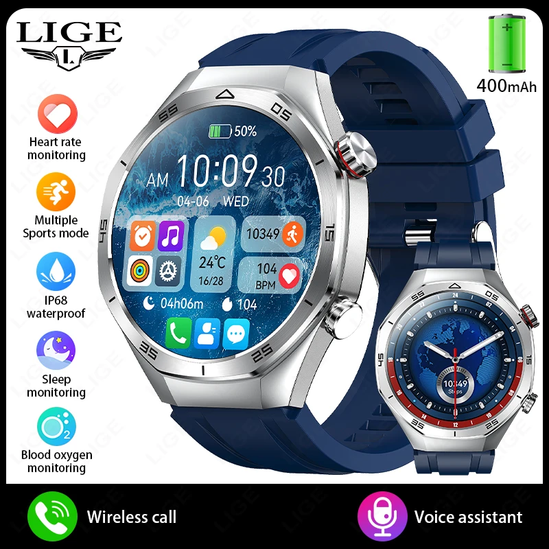(plata) Smartwatch Con Llamadas Bluetooth, Asistente De Voz, Deportes, Monitoreo De Frecuencia Cardíaca, 400mah