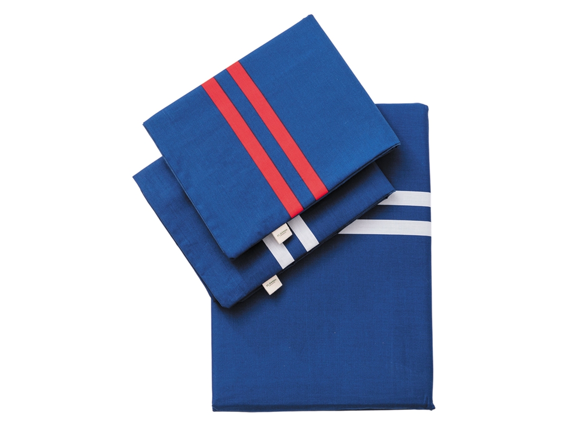 Conjunto De Sábana El Ganso Funda Bajera Cojín Algodón Azul (ropa De Cama)