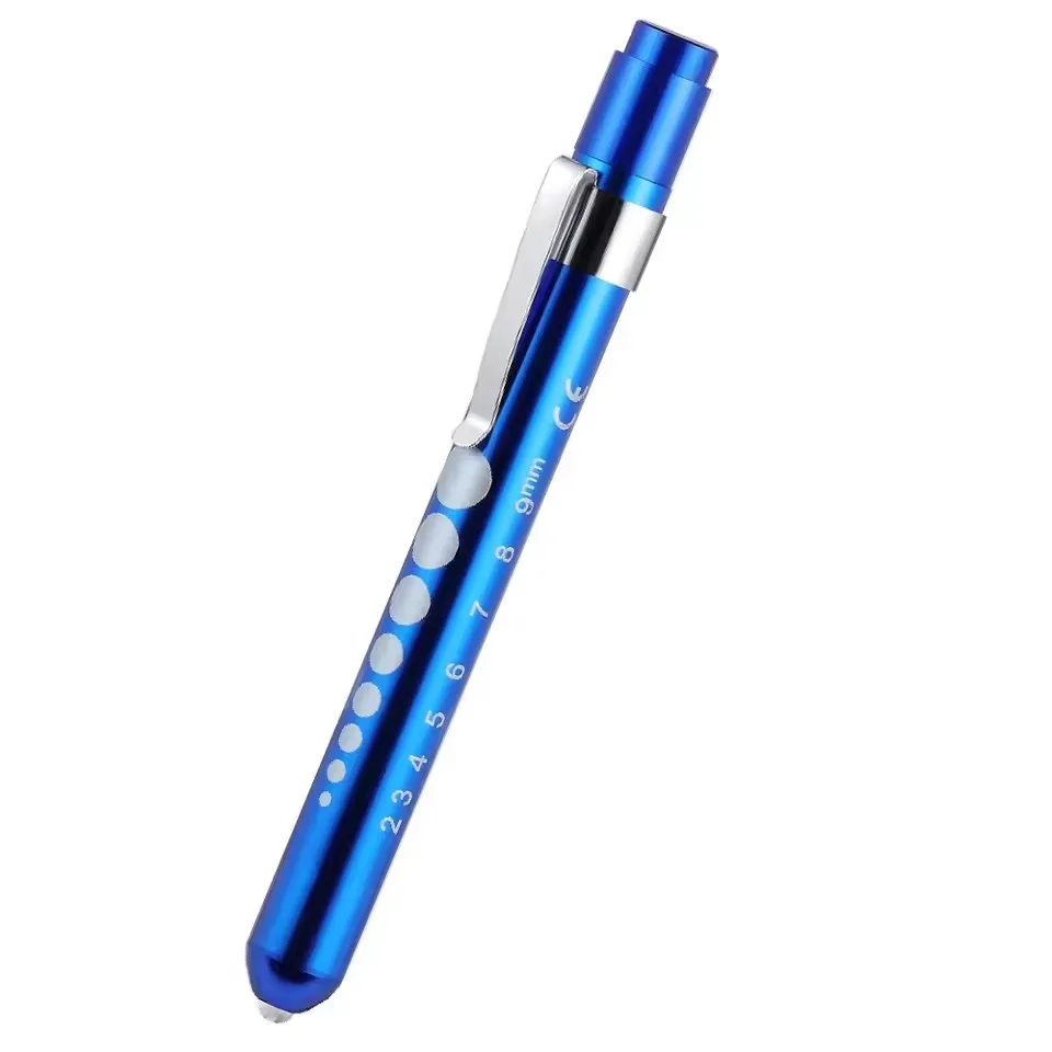 (azul - Cabeza Convexa - Luz Amarilla) Mini Luz Médica De La Pluma - Linterna Led Portátil - Para El Diagnóstico De La Enfermera Del Doctor