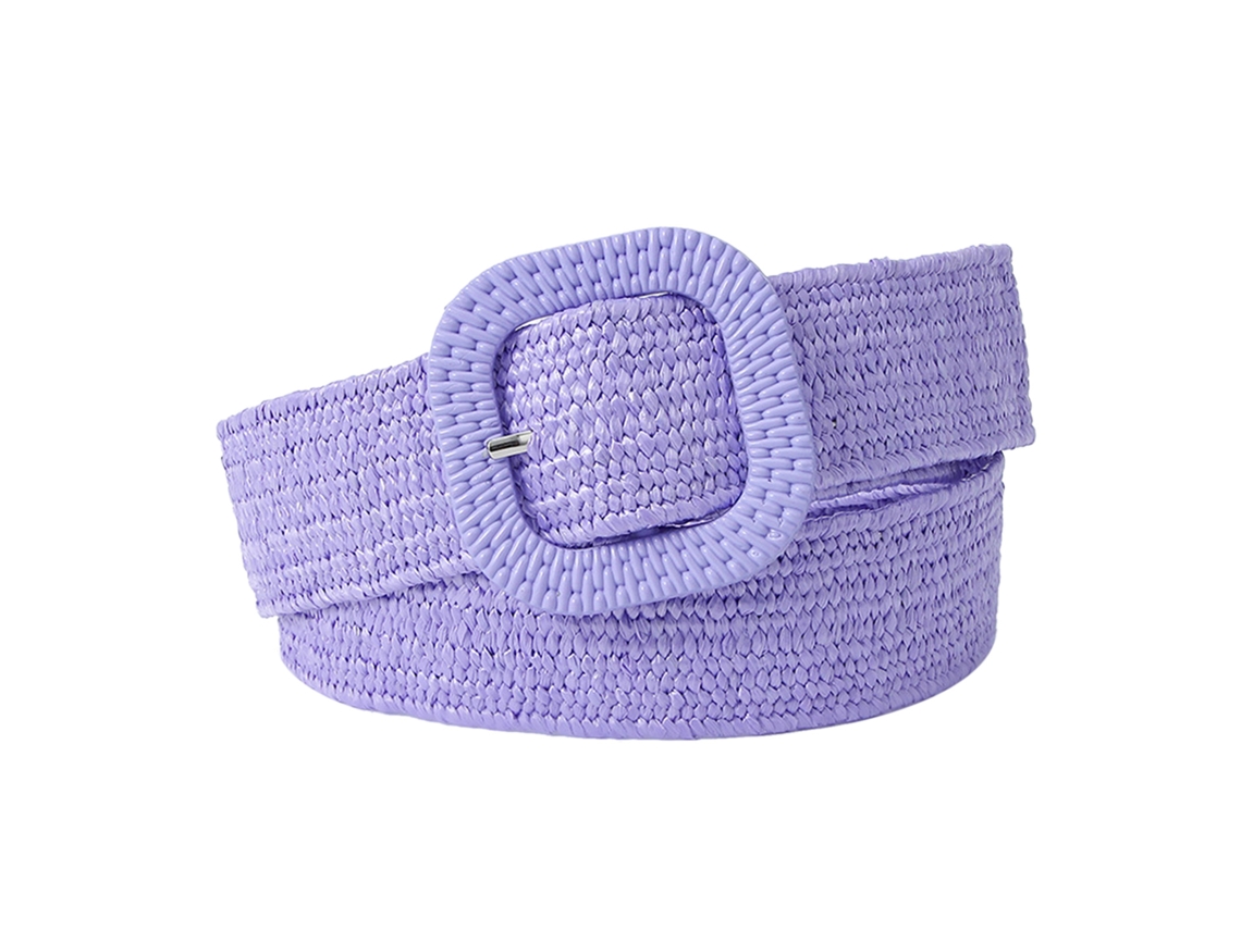 Cinturón Elástico De Tela Con Hebilla Cuadrada, Ajustable, Duradero, Cómodo, Morado, Talla Única.
