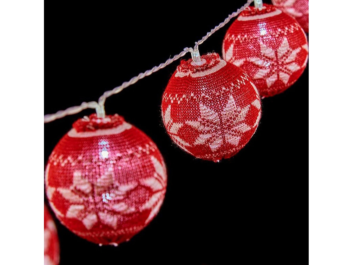 Grinalda de Esferas Led 2 M 6 cm Vermelho Blanco