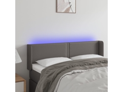 Cabecero Con Led Cuero Sintético Gris 147x16x78/88 Cm