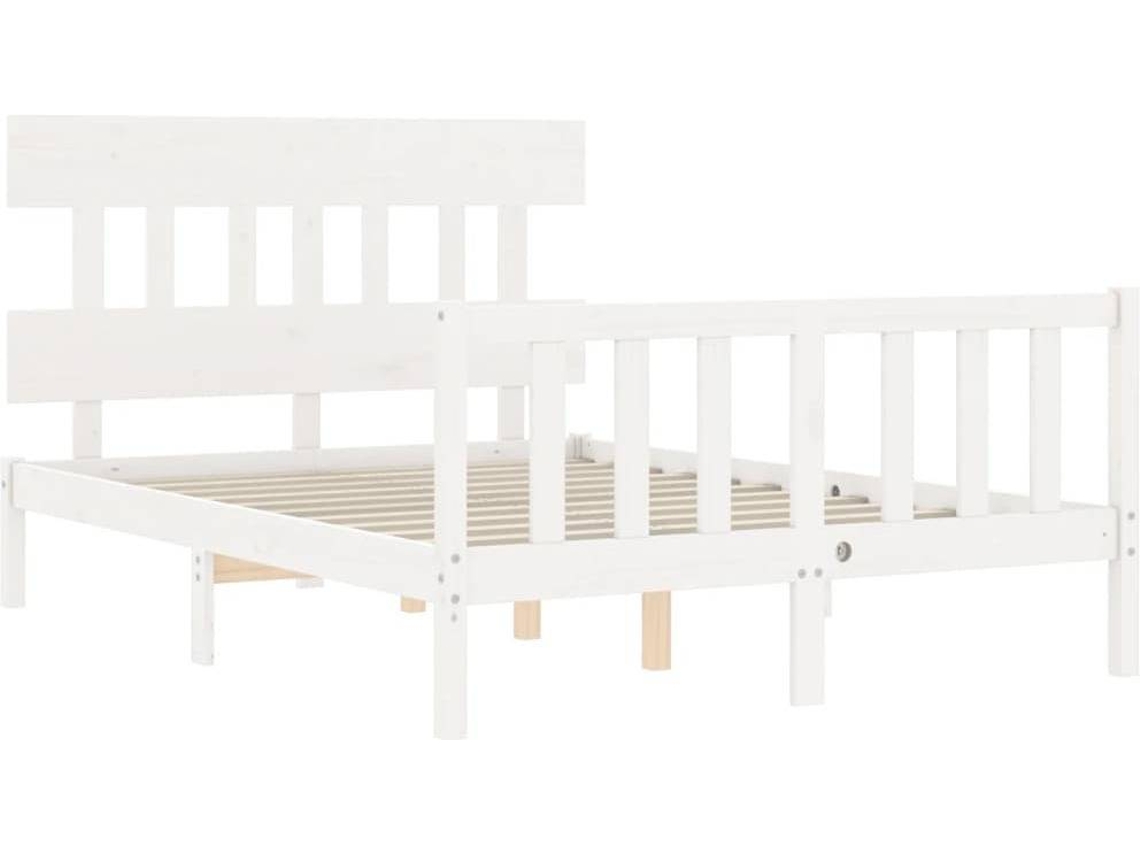 VidaXL Estructura cama de matrimonio con cabecero madera maciza blanco