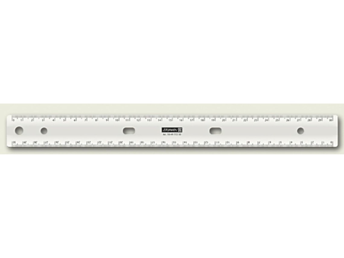Regla 104977230 (para uso escolar y de oficina, 30 cm, para archivar, para mecanismos de 2 y 4 anillas, Gokoco)