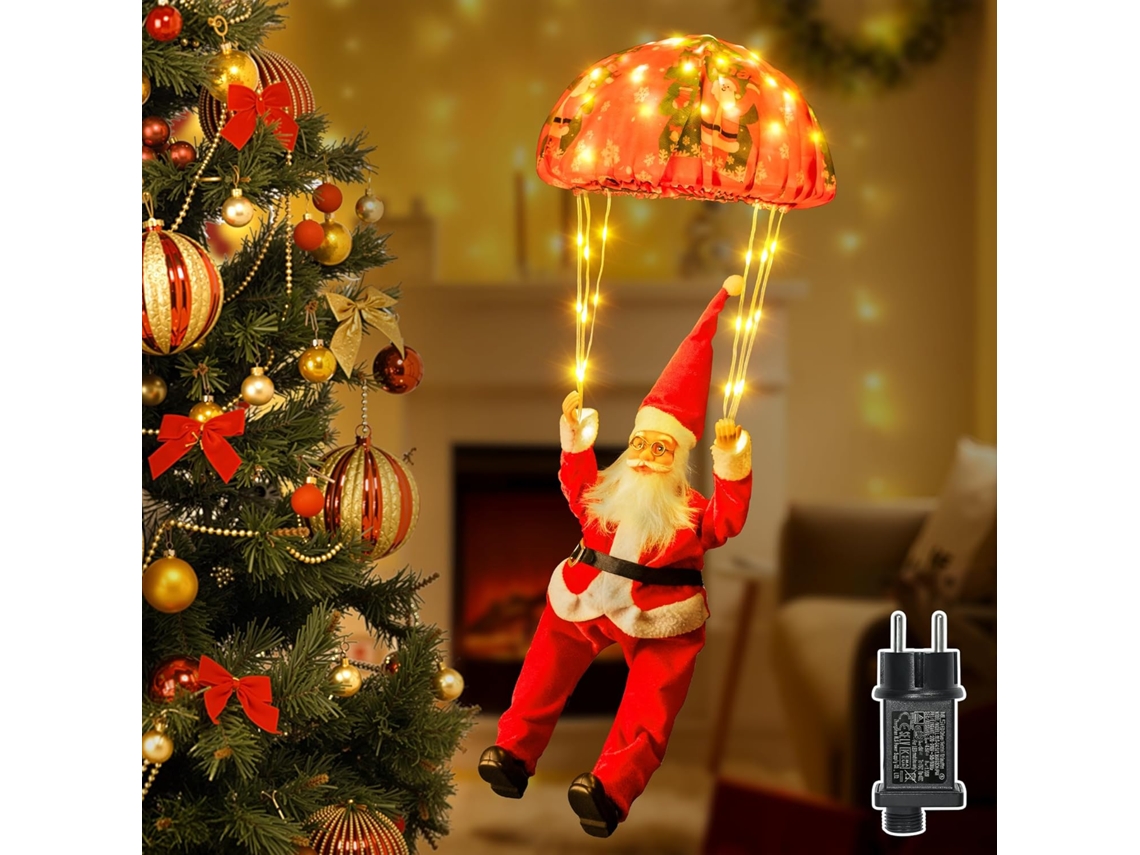 Paracaídas De Papá Noel, 120 Led, 8 Modos, Temporizador