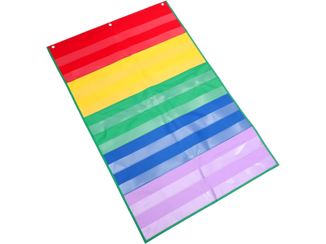 Soporte De Pared De 44 X 28 Pulgadas Con Bolsillos Transparentes Para Mapas Educativos Y Calendario.
