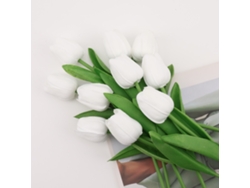 10 Tulipanes Artificiales De Aspecto Realista - Blanco