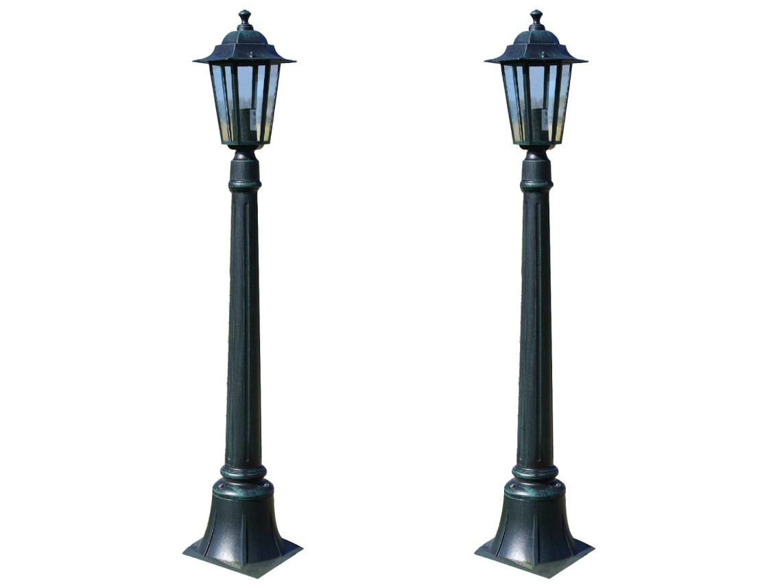 Conjunto 2 Lámpara de jardín VIDAXL Verde Aluminio