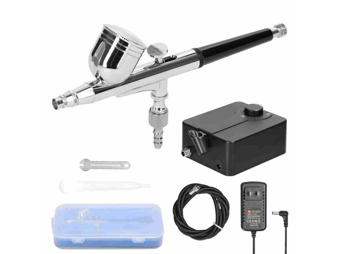Kit De Bomba De Aire Ajustable Y Aerógrafo De 20-35 Psi Y 0,3 Mm Para Maquillaje, Pintura Y Modelismo.