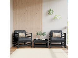 Sillones De Jardín 2 Unidades Madera Maciza Pino Negro