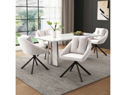 Juego de 4 sillas giratorias de terciopelo con estructura de metal beige