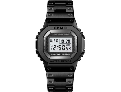 VEANXIN Reloj digital Reloj despertador de acero inoxidable Reloj de pulsera resistente al agua hasta 50 m-Azul