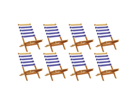 Conjunto 8 Silla De Jardín VIDAXL Azul Madera
