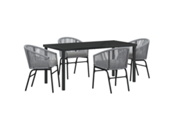 Juego de comedor VidaXL de 5 piezas en ratán sintético gris
