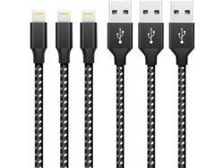 Paquete De Cables De Carga Para Iphone 3 De 1 M, De Nailon Trenzado, Carga Rápida, Compatible Con Iphone Xs/xr/x/8/7/6/5/ipad/ipod.