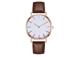 Reloj De Pulsera Informal Para Hombre Con Correa De Piel Sintética Y Movimiento De Cuarzo (marrón Oscuro)