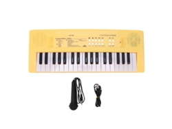 Rebe-teclado Piano Eletrônico Infantil 37 Teclas Com Microfone Instrumento Educativo Brinquedo Amarelo