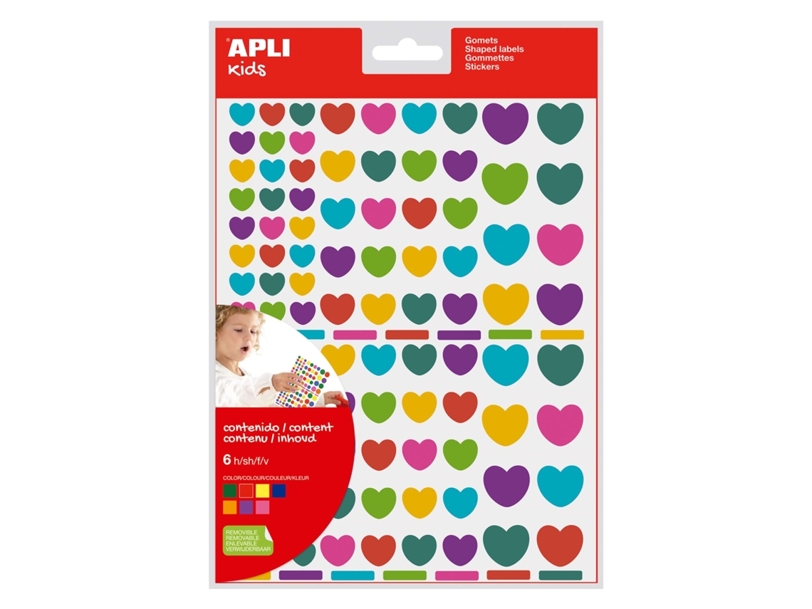 Geometric Autoadesivo Gomets APLI en Bolsa - Corazon