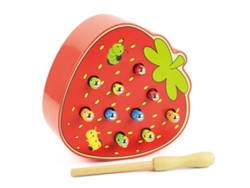 Juego Magnético Para Atrapar Gusanos, Juguete Educativo De Madera Para Niños Pequeños (fresa) Czhhmart