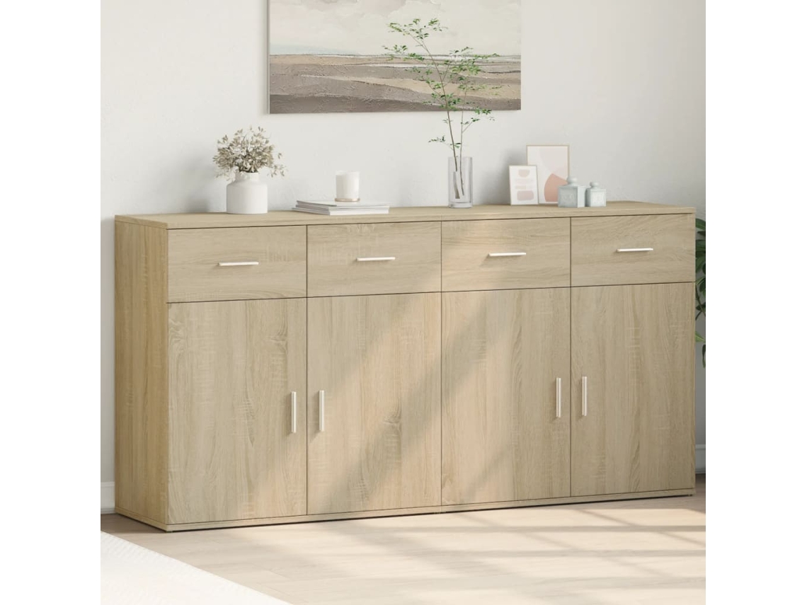 Pack 2 Uds Aparador | Mueble De Comedor | Buffetes Madera De Ingeniería Roble Sonoma 79x38x80 Cm Wsd917563