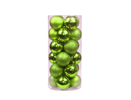 24 piezas de 6 cm de adornos de bolas de Navidad inastillables para la decoración del árbol de Navidad, verde fruta de 6 cm