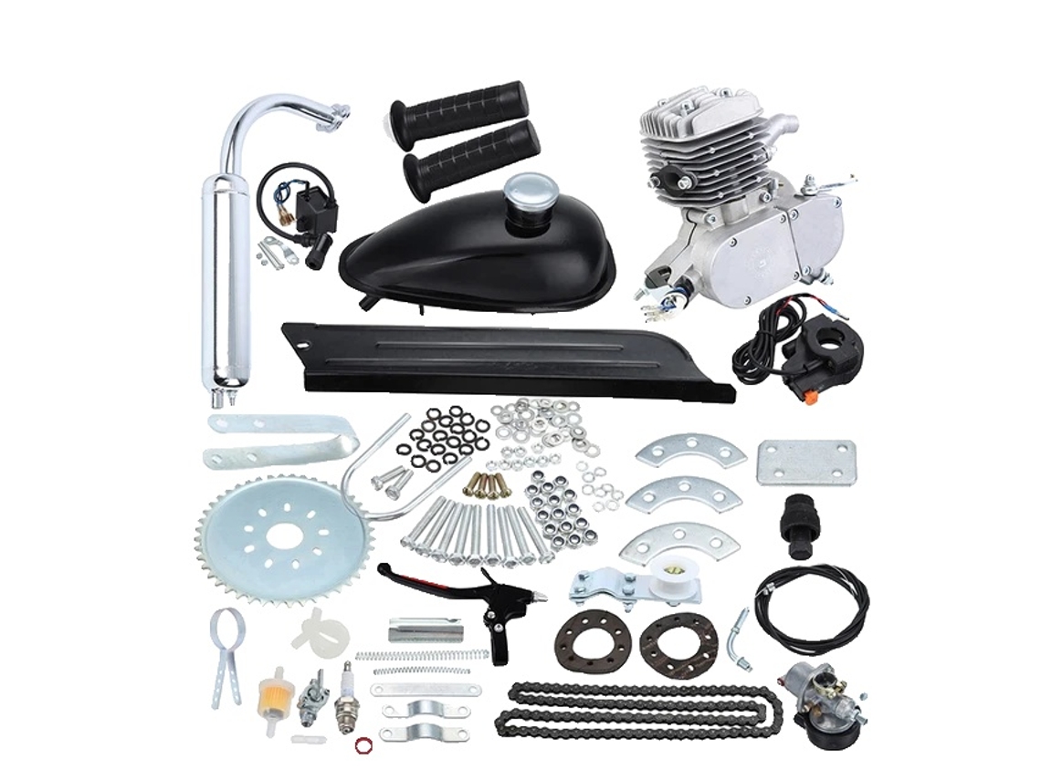 Kit de motor de gasolina para bicicleta, opciones de 50 cc a 100 cc, alta velocidad, kit de instalación completo, 50 cc, plateado, OEM