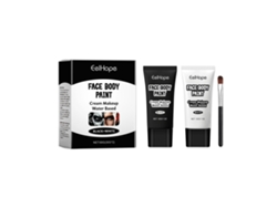 Base de maquillaje facial de Halloween en crema blanca y negra