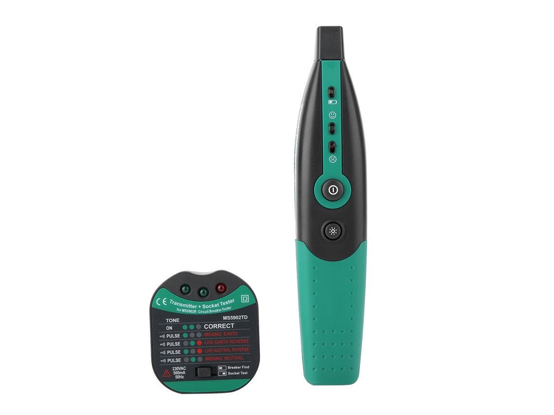 Localizador De Disyuntores Y Comprobador De Tomacorrientes Mastech Ms5902 Con Linterna Para Renovaciones Eléctricas.