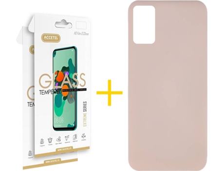 Kit Funda + 2 Protectores de Pantalla Samsung Galaxy A71 4G ACCETEL Silicona Líquida (Rosa Claro)