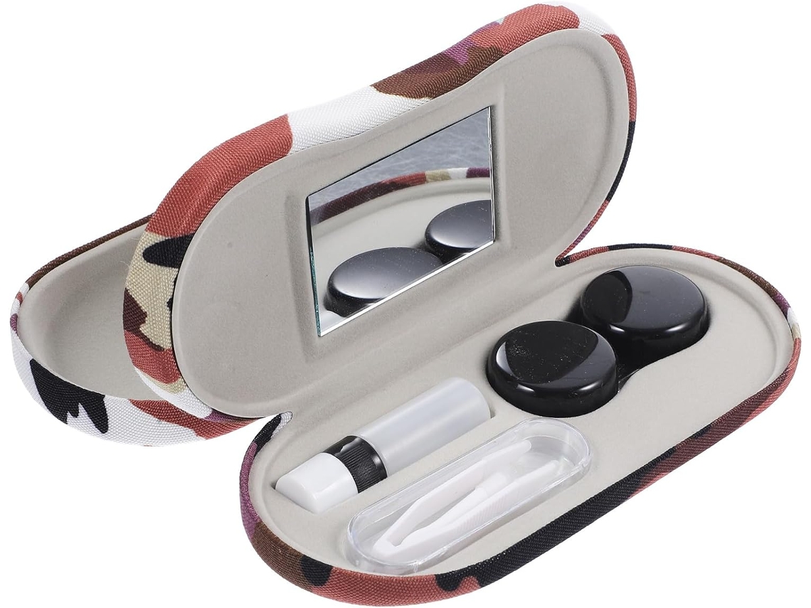 Estuche Portátil Para Gafas 2 En 1 De Pu Y Tela Flocada, Impermeable Y Práctico Para Gafas Y