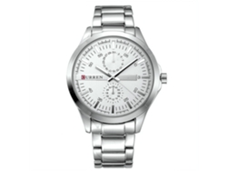 Reloj De Cuarzo Para Hombre Resistente Al Agua Con Correa De Metal Ajustable De Moda Blanco