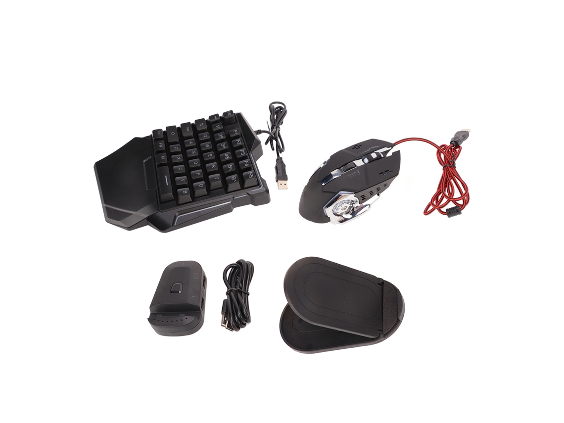 Convertidor De Teclado Y Ratón Para Juegos De Una Sola Mano Con 35 Teclas Retroiluminadas, 6 Botones Y Soporte.