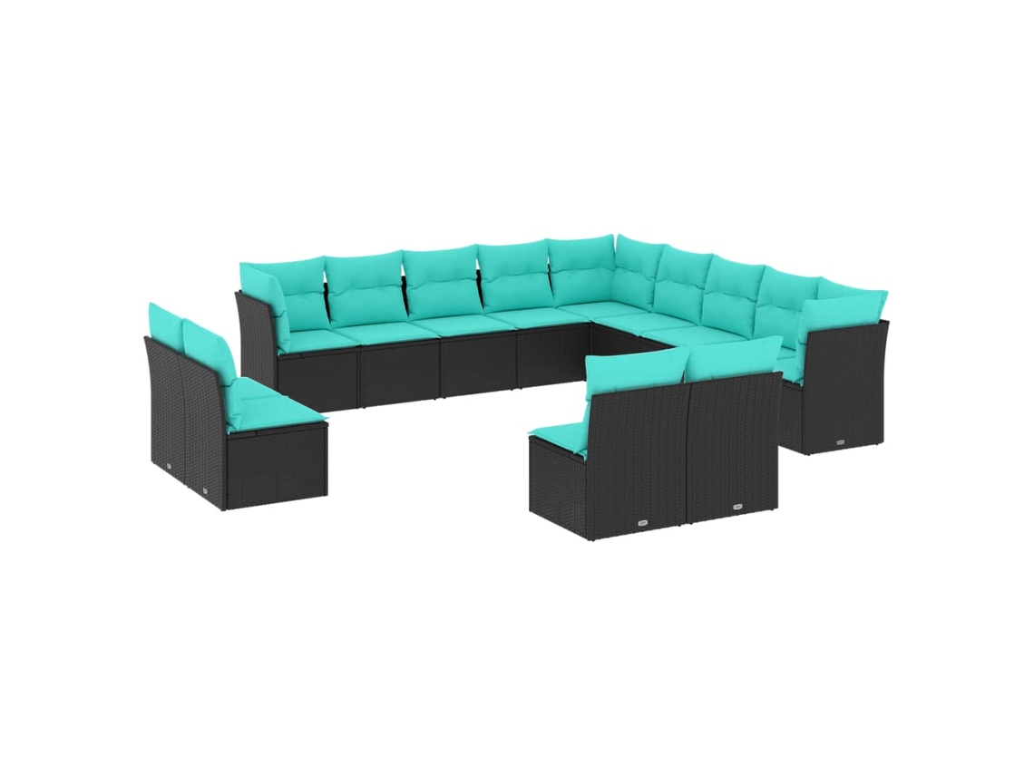 Maison Exclusive - Conjunto De Sofá De Jardín De 13 Piezas Con Cojines, De Poliratán Negro