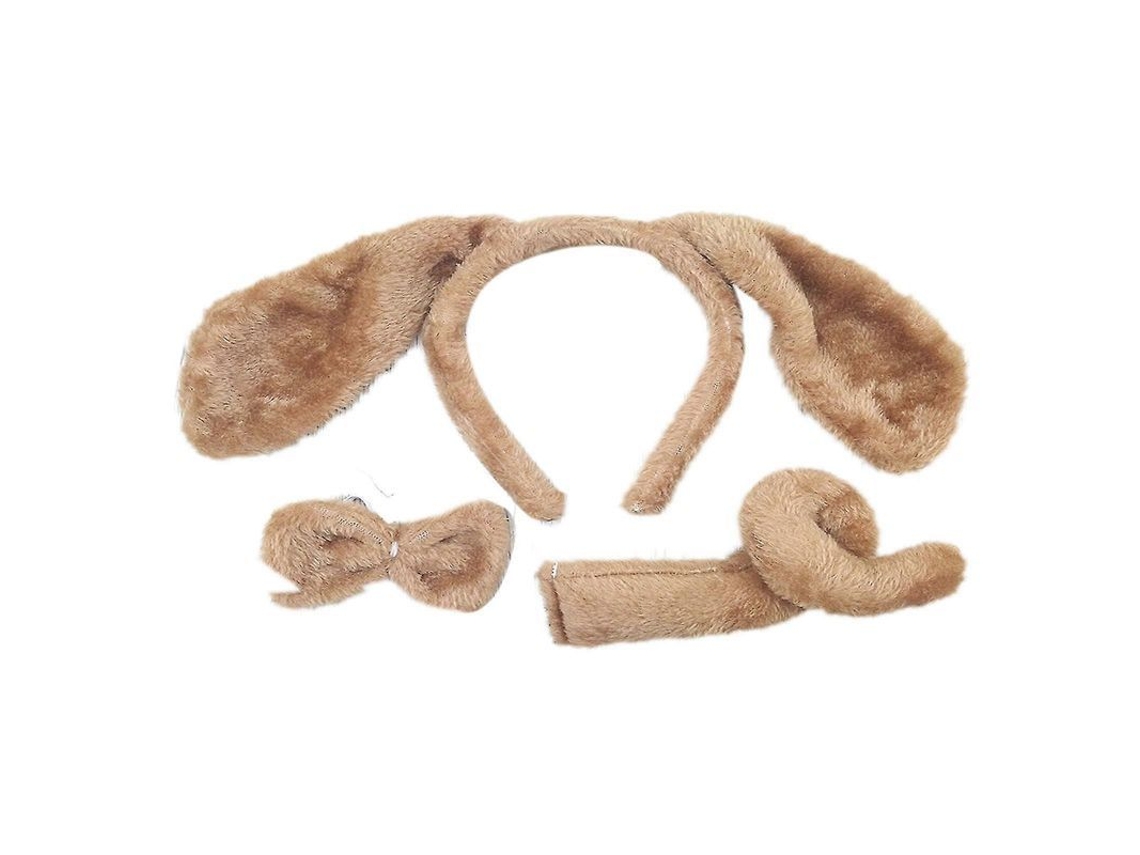 Conjunto De Tiara Con Orejas De Perro Largas, Lazo Y Cola Para Cosplay Y Fiestas.